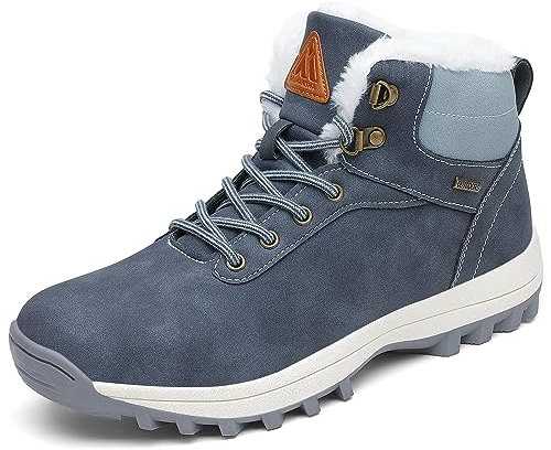 Mishansha Stivali da Neve Uomo Inverno Scarpe Pelliccia Donna Caldi Scarponcini Trekking Imbottiti Blue 37