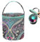 SwirlColor Aufbewahrungstasche Häkeltasche, Kleine Größe Bedruckte Garn Speicher Tragbare Tasche mit Reißverschluss Häkeltasche Organizer für Garne Wolle Nadeln, mit Einem Lineal (Grün)