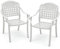 COSTWAY 2 PCS Outdoor Garden Chairs, Stackable All Weather Cast Aluminum Chairs with Armrests and Curved Seats, Patio Bistro Dining Armchair Set for Backyard Porch Poolside (White, Grid Pattern)