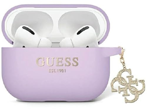 Guess GUAP2LECG4U Hülle für AirPods Pro 2 Cover lila Liquid Silicone Glitter Triangle Charm