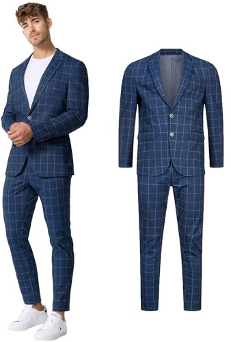 JEFF Herren JFTate Anzug Set 2-teilig Anzugjackett und Hose Herrenanzug | Klassischer 2-teiliger Anzug mit Stretch in Regular Fit, Herrensakko, Anzughose, Businessanzug, Hochzeitsanzug für Männer