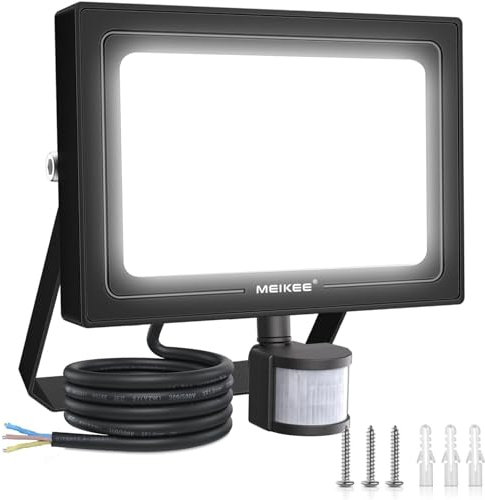 MEIKEE 80W LED Strahler mit Bewegungsmelder Außen 7520 LM Super Hell 6500K Kaltweiß Außenstrahler IP66 Wasserdicht LED Scheinwerfer für Garten Garage Hof