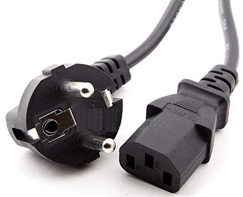 Cargador ESP Cable de Alimentacion CA de 3 Pines C13 Tipo Schuko Recto - Luz Corriente Red Enchufe Clavija Conexion Monitor TV Televisión Televisor LCD Power Cord