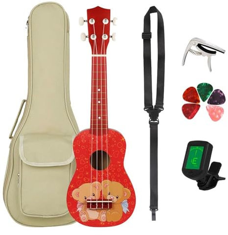 21 Zoll Ukulele 4 Saiten Mini-Ukulele-Gitarre Mit Bag Tuner Saiten Kapodaster Und Ukulele-Picks Ukulele Einsteiger Kit