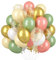 Luftballons Retro Grün Rosa, 60 Stück Rosa Sage Grün Latex Ballons, 12 Zoll Salbeigrün Aprikose Altrosa Helium Ballon, Gold Konfetti Ballon für Mädchen Dschungel Safari Geburtstag Babyparty Party Deko
