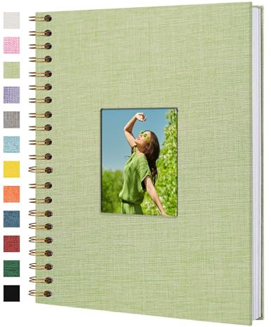 Yopih Fotobuch Scrapbook mit Leineneinband, 20 x 28 Cm Hardcover mit weißem Kraftpapier-Seiten, für Reisen Hochzeit Gästebuch Weihnachten Baby Shower (40 Blätter/80 Seiten)