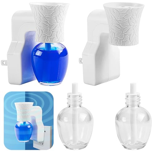 moonoom 2 Pack Plug in Diffuser with Empty Bottles,WallFlower Fragrance Oil Plug in Diffuser,Electric Plug in Wall Diffuser,Wall Fragrance Plug in for Home, Office