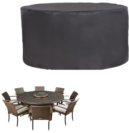 HUJZJY Gartenmobel Abdeckung Wasserdicht Rund 130x100cm, Schutzhülle Gartenmöbel Winterfest Rund, wasserdichte Outdoor-Möbel Gartentisch Abdeckung, Winddicht Gartentisch Abdeckplane