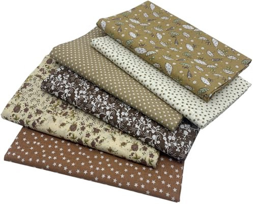 aufodara 6 Stück 50 x 80 cm Baumwollstoff Stoffpakete Groß Patchwork Stoffe Baumwolle, Baumwollstoff Meterware, Stoffe zum Nähen, Patchwork Stoffpaket zum Quilten DIY Basteln Handwerken (Braun)