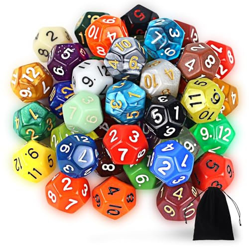 40 Pezzi Dadi Poliedrici Colorati, D12 12 Facce Dadi Poliedrici da Gioco Set con Borse Velluto,Dungeons And Dragons Set di Dadi da Giochi di Ruolo per Giochi da Tavolo e Educazione DND RPG MTG