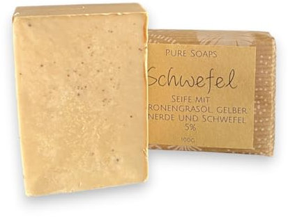 Schwefelseife gegen Pickel und Akne, mit gelber Tonerde bei fettiger Haut