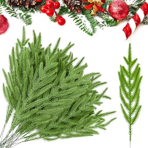 LPAMABA 30 Stück ca.35cm Künstliche Tannenzweige Gefälschte Kiefernzweige Künstliche Tannennadeln Tannenzweige Gefälschte Tannennadeln Kiefernnadel für DIY Adventskranz Girlande Weihnachten Deko Grün