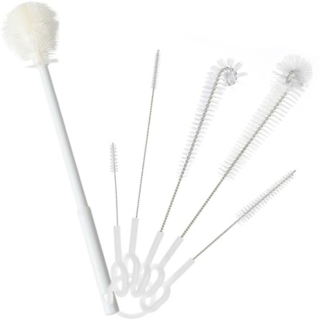 Pipe Cleaning Brushes Pack with Extra-Long Handled Silicone Bottle Brush Cleaner, Multipurpose Tube Brush Nylon Bottle Cleaner Set for Baby Bottles, Water Bottles, Multi-Size Straws, 6 Pcs