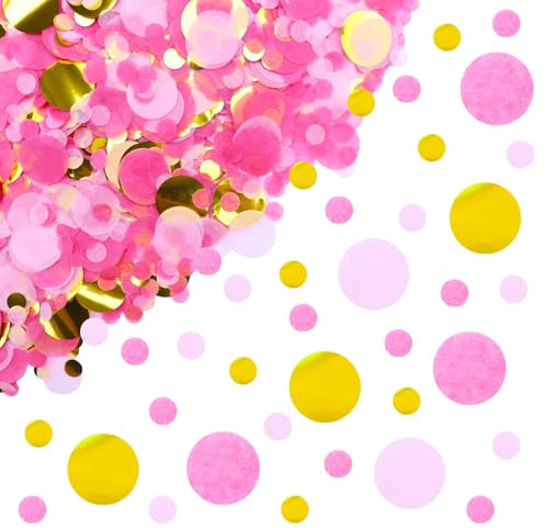 ParPix 50g Konfetti Geburtstag Deko, 2.5cm Runde Bunt Streudeko, Konfetti Glitzer mit 4 Verschiedenen Farben,Confetti Geburtstag Hochzeit Tischdeko, Konfetti für Valentinstag, Ballondekoration(Rosa)