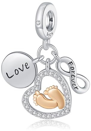 Rimgoris 925 pulseras de plata de ley familia mamá siempre entrelazadas bloqueo juntos dos huellas de bebé para abrir madre e hija zafiro alas de ángel vestido de novia beso, Plata