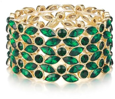 Clearine Hochzeit Wunderschöne Kristall Marqiuse Stretch Armreif Armband für Damen Braut Partei Prom Schmuck Zubehör Grün Gold Tone