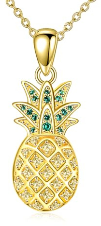 AXELUNA Ananas Halskette S925 Sterling Silber Ananas Anhänger Halskette 18K Gold plattiert Ananas Schmuck Geschenke für Frauen