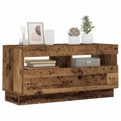 LAPOOH TV-Schrank mit Altholz-Optik 80x35x40 cm, TV Lowboard, Fernsehschrank, Fernsehtisch, Fernseher Schrank, TV Sideboard, TV Board, TV Cabinet, TV Bank, TV Kommode - 856357