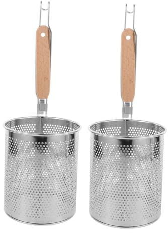 Alipis 2piezas Colador De Pasta De Inoxidable Escurridor De Fideos Ergonómico Utensilio De Cocina y Resistente Para Espaguetis y Tallarines