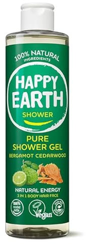 Happy Earth Duschgel - Für Damen und Herren - Duschgel - 100% Natürliche Inhaltsstoffe & Vegan - Bergamot Cedarwood - 300 ML