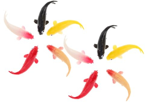 10pcs Mini Koi Model Pond Sticks Fish Food Aquarium Air Fake Swimming Fish Miniature Fish Figurine Fish Tank Decor Fish Tanks Fish Plants Submersible Angler Fish Bath Resin