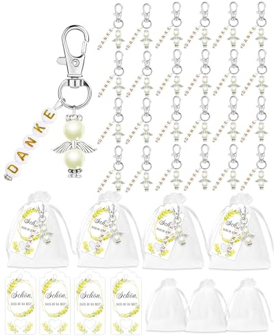 24 Stück Schutzengel Geschenkanhänger für Kommunion Hochzeit Weihnachten,Glücksbringer,Schön Dass Du Da Bist Anhänger,Gastgeschenke Hochzeit mit Schutzengel Anhänger,Abschiedsgeschenk Erzieherin
