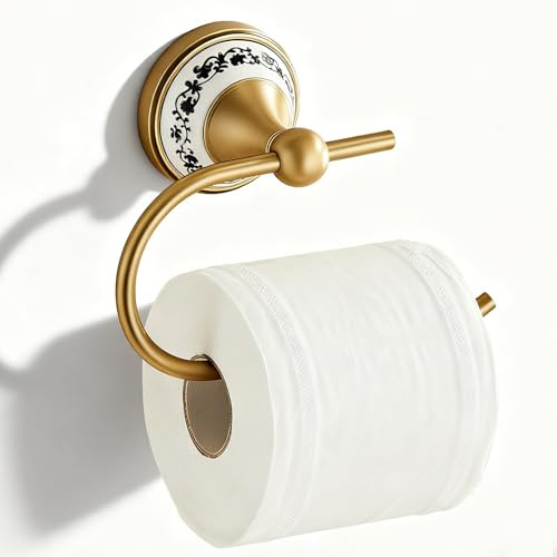 Toilet Paper Holder, NEWRAIN Antique Brass Bathroom Toilet Paper Roll Holder, Wall Mounted RV Tissue Roll Holder, Vintage Farmhouse Toilet Paper Dispenser