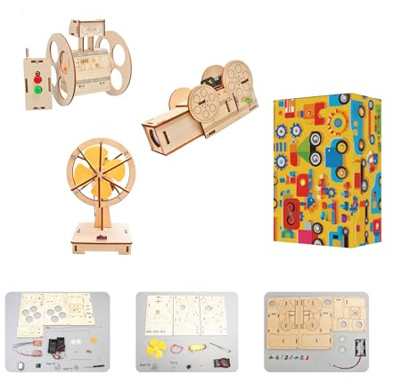 Melon Decor Jouets en Bois éducatifs STEM – Kits de Construction à Assembler pour Enfants dès 6 Ans, Ventilateur Oscillant, Robot Équilibré Télécommandé et Projecteur, Modèle DIY avec Moteur