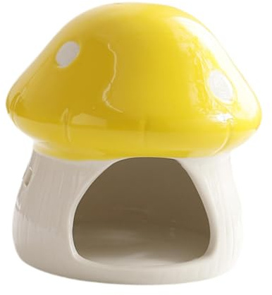 KiBcsLic Hamsterhaus Pilz Schlafversteck Unterschlupf Futterstation für Kleintiere für Heimdekoration Geschenk Wohnbereich, Gelb