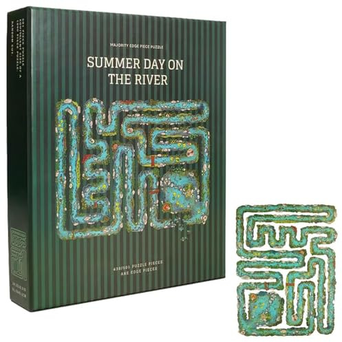 Summer Day on The River All-Edge Jigsaw Challenge, 501 Piece Edge Puzzle Kit Premium Quality Game Unique River Themed Jigsaw High Difficulty Artwork, Challenging Puzzle Game for Family Time (1Set)