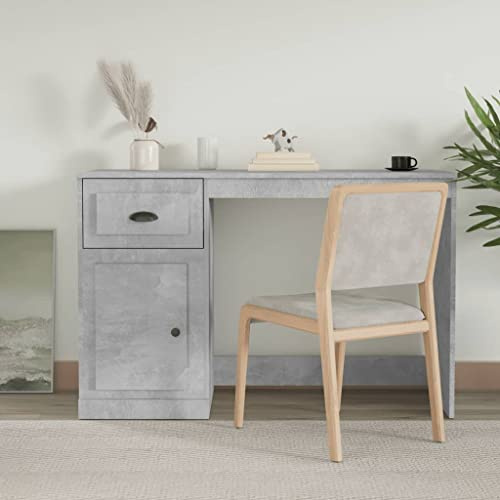 Owoxanthellate Schreibtisch Betongrau 115x50x75 cm aus Holzwerkstoff mit Schublade und Tür Modernes Büro Design für Home Office und Gaming Setup