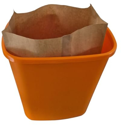 PAPER PEDAL BIN LINERS x 10, Unbleached STRONG Brown Sack Kraft, 25L Capacity, Suit BIN HEIGHT 42cm, Compostable/Wet Strength NO PLASTIC Kitchen, Waste Paper, Household