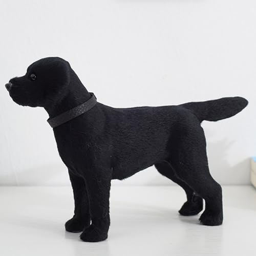 Xiyocadt Hund Kuscheltier, 22 * 14 * 6cm Klein Skulptur Plüschtier, Plüsch Stehen Labrador-Hund, Geschenk für Jungen Mädchen (Schwarz)