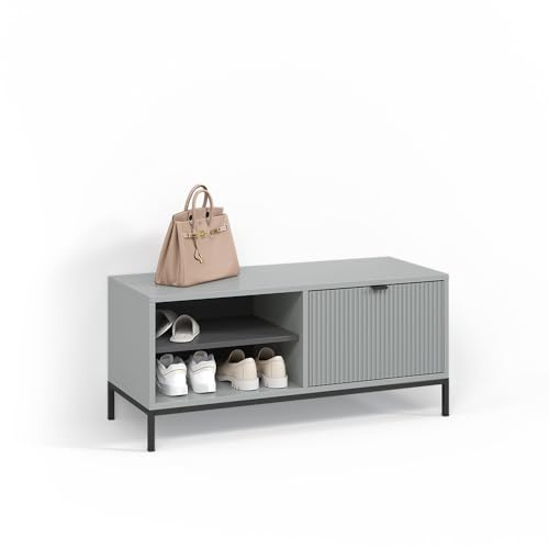 Livinity Schuhschrank Aterno, Grau, 100 x 45 cm mit Klapptür