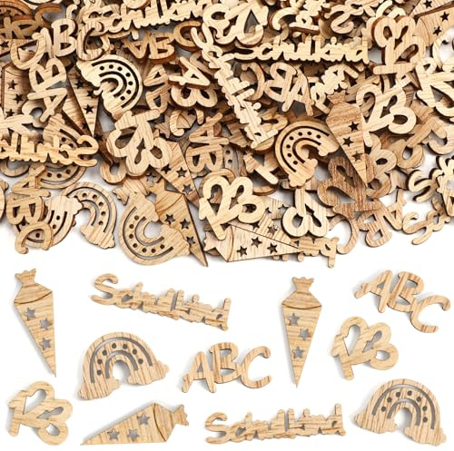 200 Stück Einschulung Deko Holz Streudeko Schulkind Konfetti Tischdeko