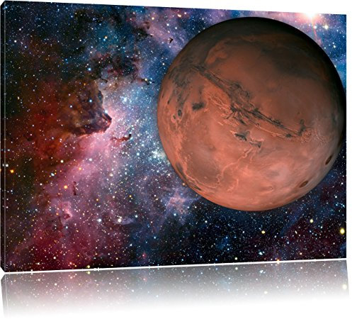 Pixxprint Mars im Weltall, Größe: 100x70cm, Leinwandbild, fertig gespannt, Wandbild, Dekoration, Kunstdruck, kein Poster