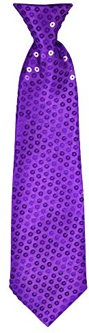Party Factory Pailletten Krawatte, lila Glitzer, 37cm, für Damen und Herren, Glamour Accessoire, Halsbinder für Karneval
