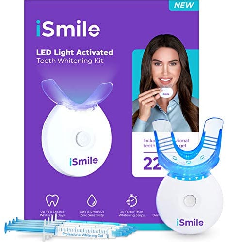 iSmile Kit de blanqueamiento dental profesional con sistema LED, 3 aplicadores, seguro para niños, 8,5 g de peróxido de carbamida