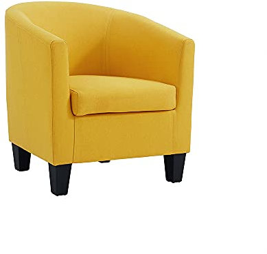 Home Detail Modern Tub Chair, Accent Bedroom Seat, Living Room Chair, Dining Chairs, Small Armchair or Occasional Chairs in Mustard Fabric