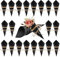WANDIC Kraftpapier-Zapfen, 50 Stück, schwarze Hochzeitskonfetti-Kegel, Blumenstrauß, Blütenblätter, Süßigkeitentüten, Blumenhalter mit Hanfseilen, Etikettenaufkleberband