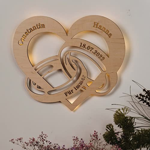 LAUBLUST LED Wandleuchte Brautpaar - Personalisiertes Liebes-Geschenk zu Verlobung Hochzeit Jahrestag Valentinstag