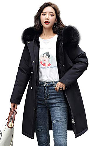 YHAVE-YHAVE Manteau Femme Col Fourrure à Capuche Hiver Pour Veste Coton