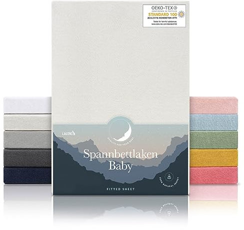 Laleni 3er-Set Jersey Spannbettlaken Babybett Kinderbett 60x120 cm - Oeko-Tex Zertifiziert, 100% Baumwolle, atmungsaktives Spannbetttuch Baby, 135 g/m², Elfenbein