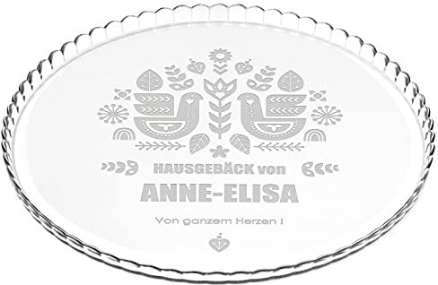Maverton Kuchenplatte mit Gravur, personalisiert, Kuchenform aus Glas