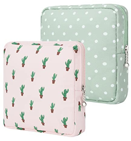 Desing Wish 2 Stück Damenbinden Tasche, Perioden Tasche Klein Kosmetiktasche für Mädchen Tampon Aufbewahrung Unterwegs Kleines Täschchen Mit Reißverschluss Wetbag