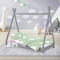 ML-Design Kinderbett Tipi 70 x 140 cm mit Lattenrost, Hellgrau, aus Kiefernholz, Indianer Bett, Hausbett für Mädchen und Jungen, Bodenbett Kinderhaus Jugendbett Holzbett Bettenhaus Spielbett Zelt