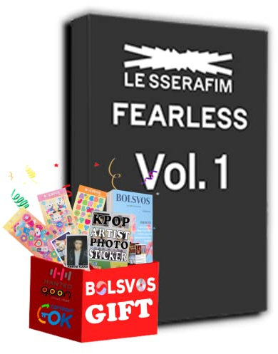 LE SSERAFIM - Fearless [Vol 1 ver.] (1st Mini Album) Album+Pre Order Limited Benefits+BolsVos K-POP eBook (21p), 3EA BolsVos Stickers for Toploader, Photocards