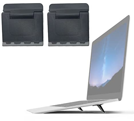 MICREEN 2PCS Portable Computer Keyboard Riser, Invisible Plastic Keyboard Feet, Mini Laptop Tilt Stand for Desk (Black)
