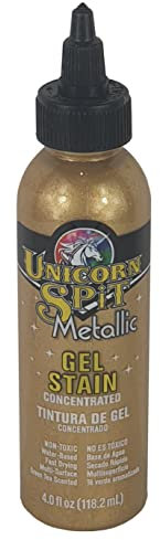 Unicorn Spit Metallic Colour Paint Zeus Concentrated High Pigment Waterbased Multi Surface Non-Toxic Gel Stain (Gold)