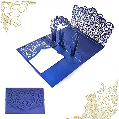 ENYACOS POP UP Karte, 3D Grußkarte zur Hochzeit Verlobung, 3D Klapp Karte mit Hochzeits Paar, MR & MRS, Hochzeits-Glückwunsch, Hochzeits-Einladung (B)